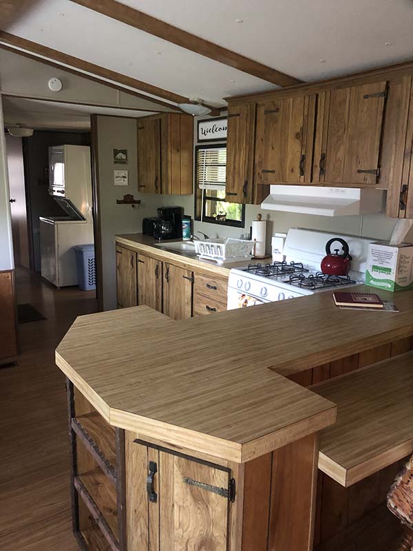 Creekside cabin porch at J&S Creekside Cabins in Livingston Manor, NY